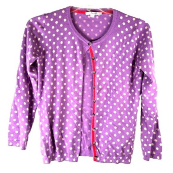 Boden Sweaters - Boden Sweater Womens 10 Cardigan Button purple white polka dot casual everyday